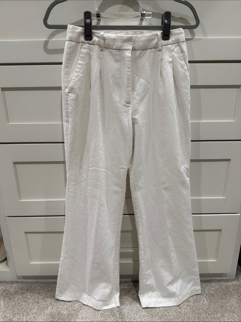Crescent White High-Rise Trousers